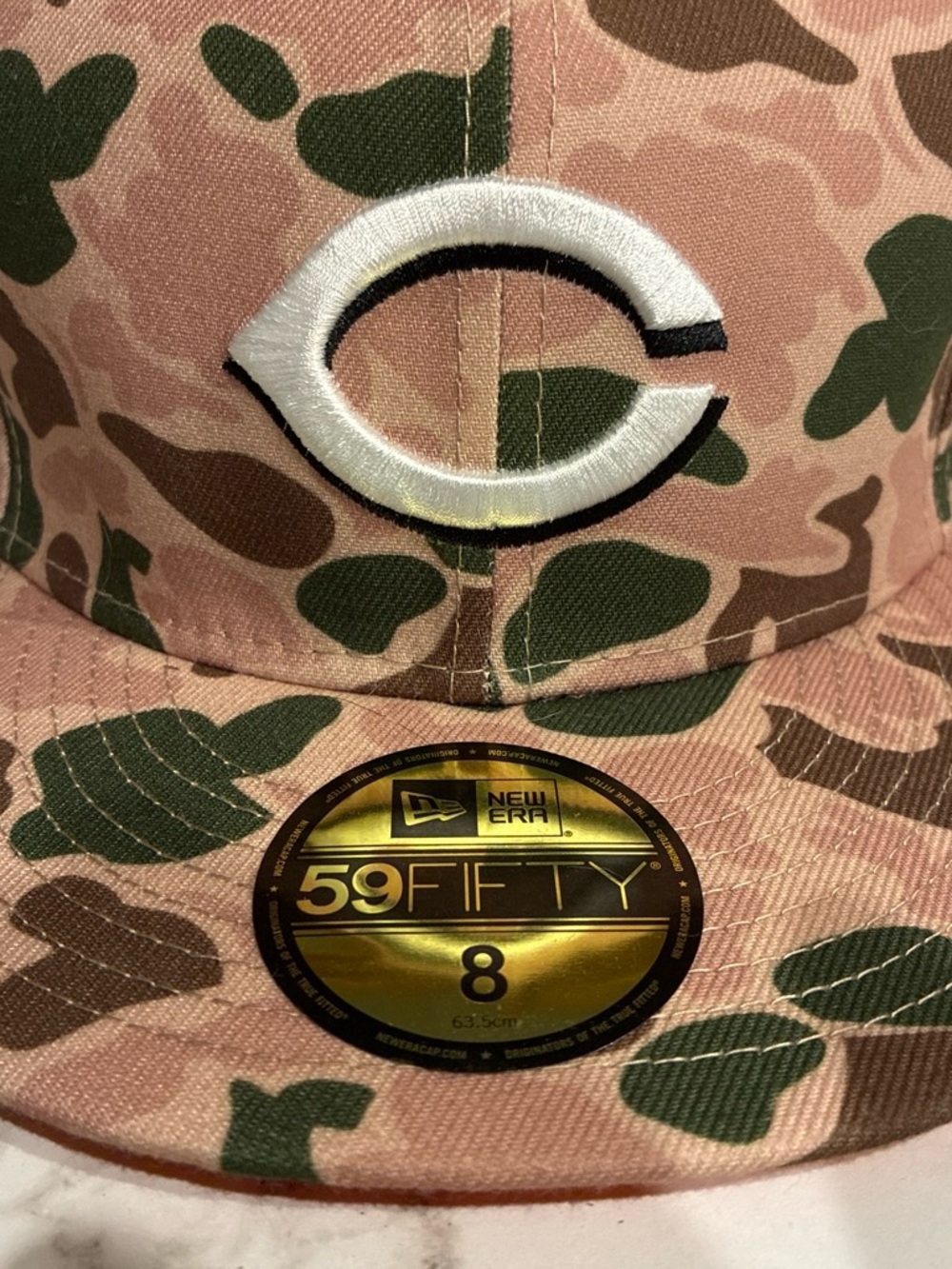 MLB Cincinnati C Logo Pink Camo Fitted Hat